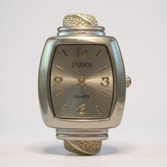 Studio Time STD951T Ladies Quartz Cuff Bracelet Watch Silver & Gold-Tone Stainle - Picture 2 of 8